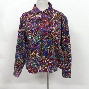 Women’s Chico’s Colorful Zip Jacket Jacket Size 3